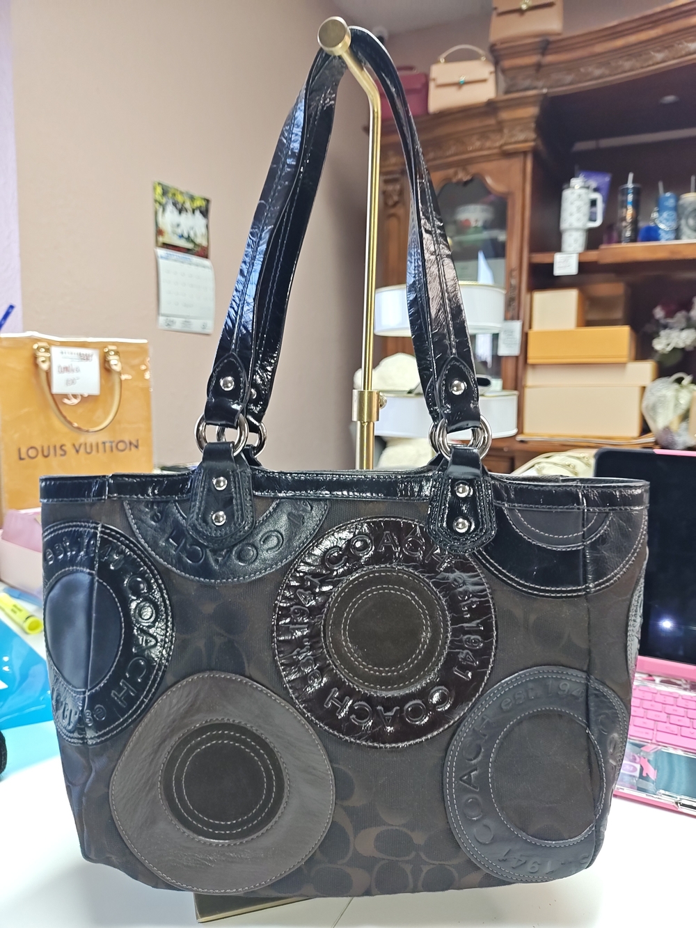 Coach Black Signature Patchwork Tote
